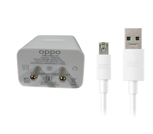 Oppo 10W VOOC Adapter and Micro USB cable