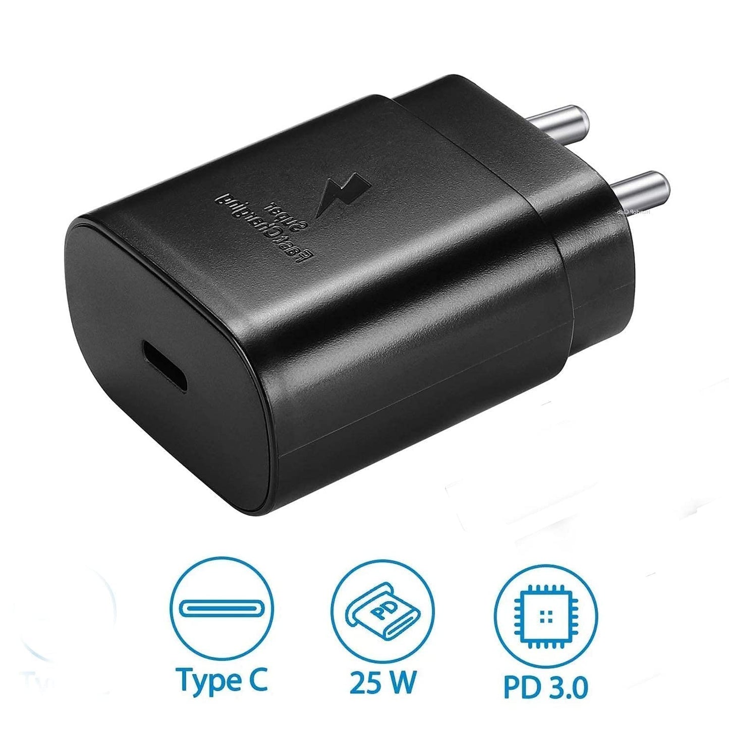 Samsung Superfast Charging 25w Adapter With C To C Cable Black Charger